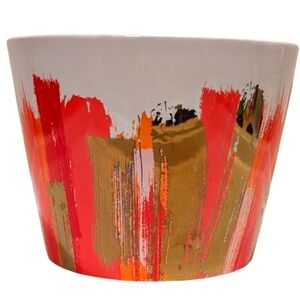 Debi Lilly Red Gold White Pink & Orange Brushstroke Ceramic Heavyweight Planter